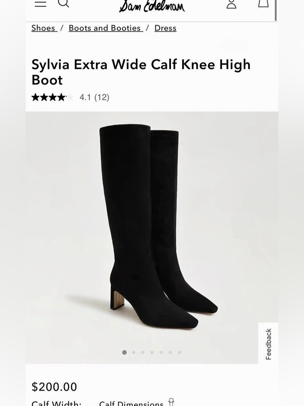 Sam Edelman Sylvia Knee High Boot Black Heeled Boots